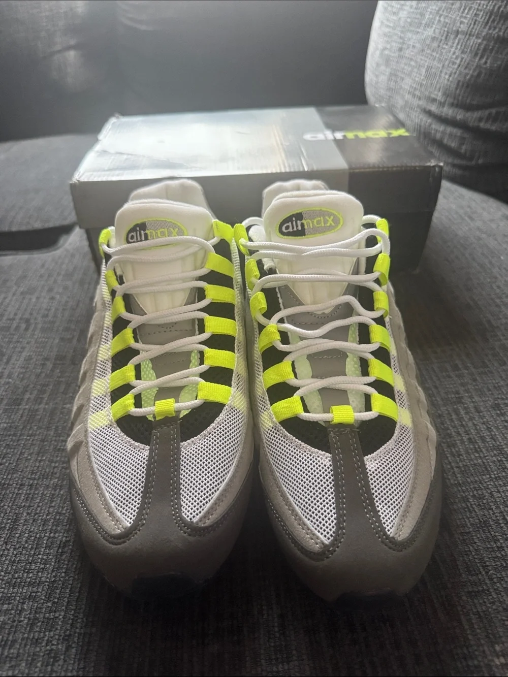Nike Air Max 95 Men's Sneakers - Grey with Neon Yellow Accents